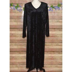 Black Velvet Maxi Dress Size 18W 20W Corset Back Witchy Vamp Gothic Button Front